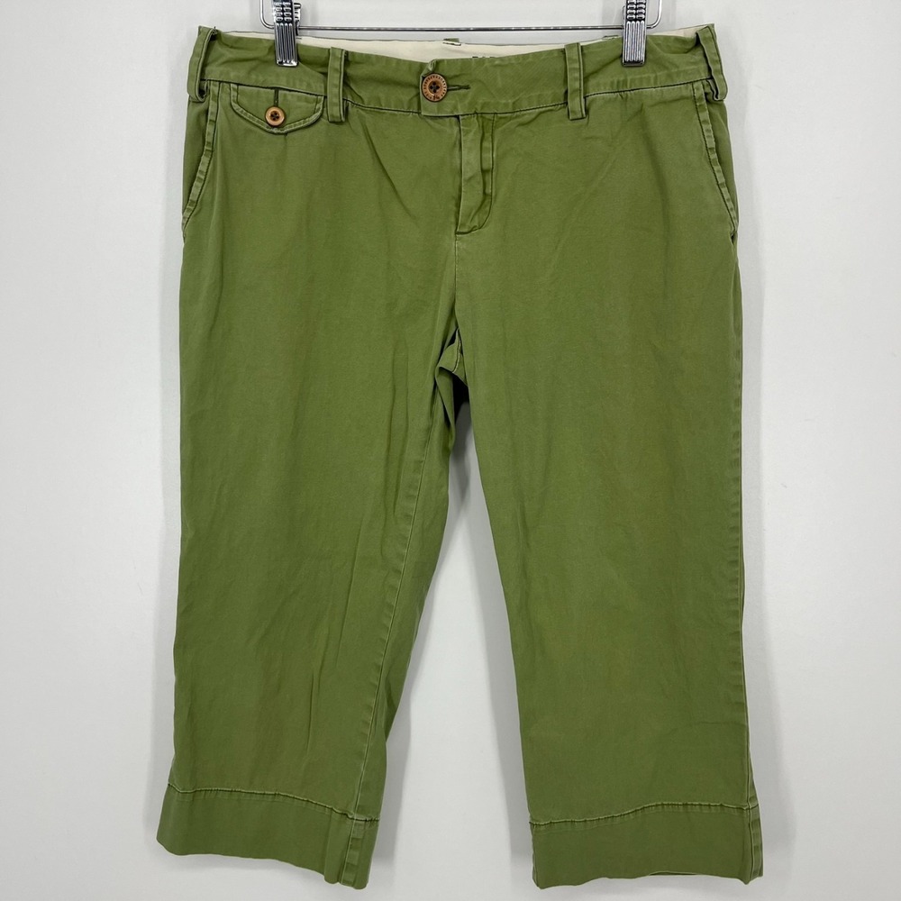 Paper Boy Pants Women's Size 8 Green 100% Cotton Solid Cropped Anthropologie